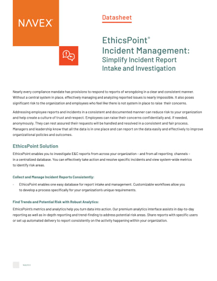 EthicsPoint® Incident Management Datasheet | NAVEX
